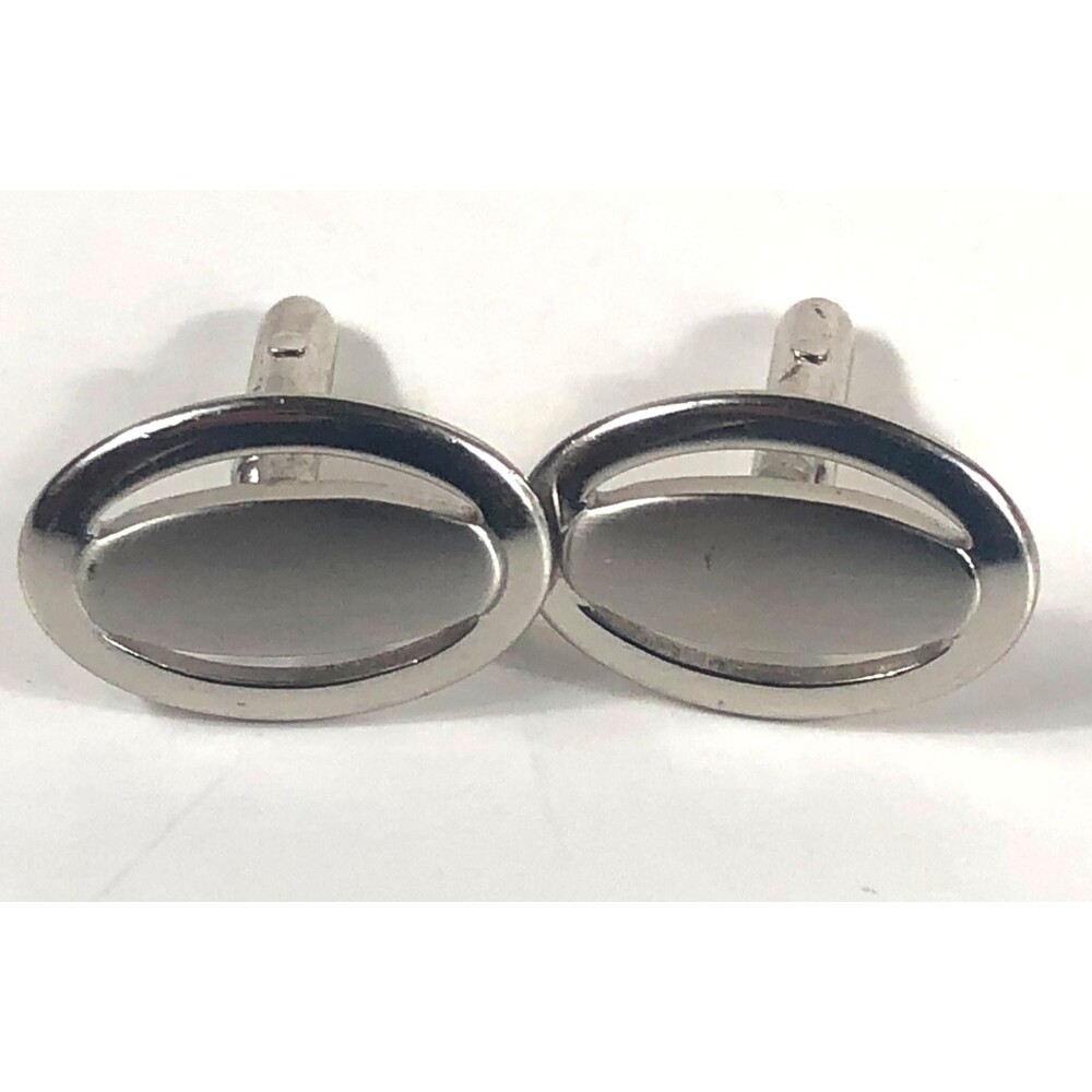Vintage SWANK Error Cufflinks Silver Tone Oval .75 x 1 Novelty "WANK" Stamping